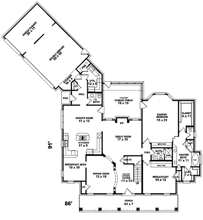 Traditional House Plan First Floor - Demetria Southern Home 087D-0954 - Search House Plans and More