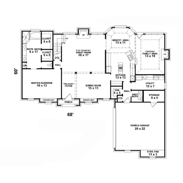 Georgian House Plan First Floor - Camberly Colonial Home 087D-0957 - Search House Plans and More