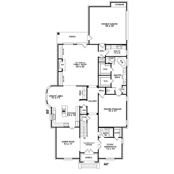 European House Plan First Floor - Huber Park European Home 087D-0958 - Search House Plans and More