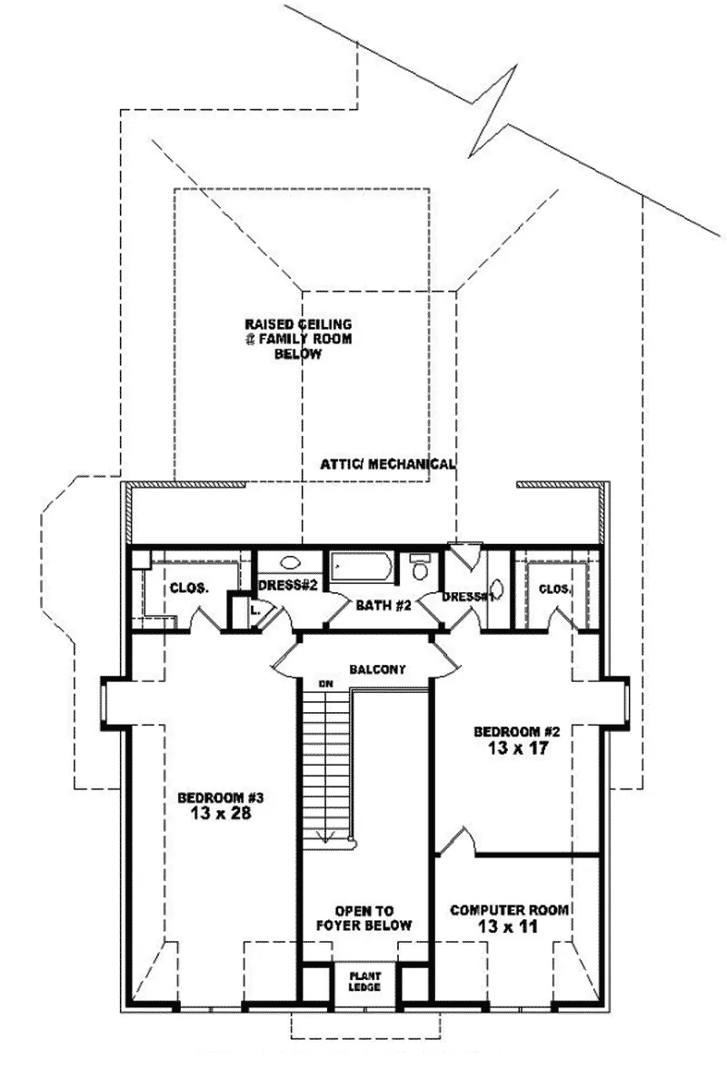 Southern Plantation House Plan Second Floor - Huber Park European Home 087D-0958 - Search House Plans and More