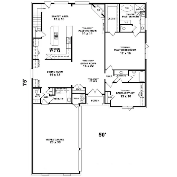 Traditional House Plan First Floor - Damaris Manor Country Home 087D-0961 - Search House Plans and More