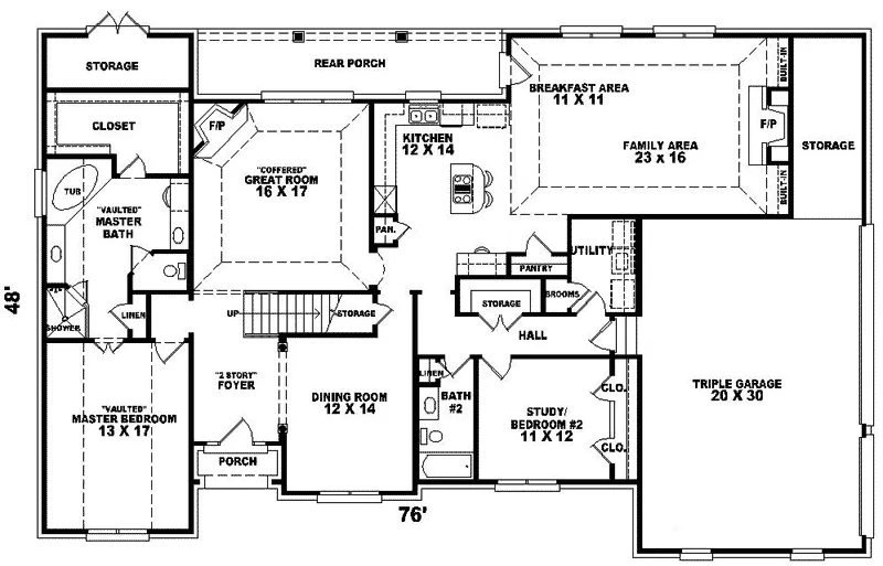Colonial House Plan First Floor - Glen Eagle Colonial Home 087D-0962 - Search House Plans and More