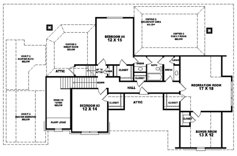 Traditional House Plan Second Floor - Glen Eagle Colonial Home 087D-0962 - Search House Plans and More