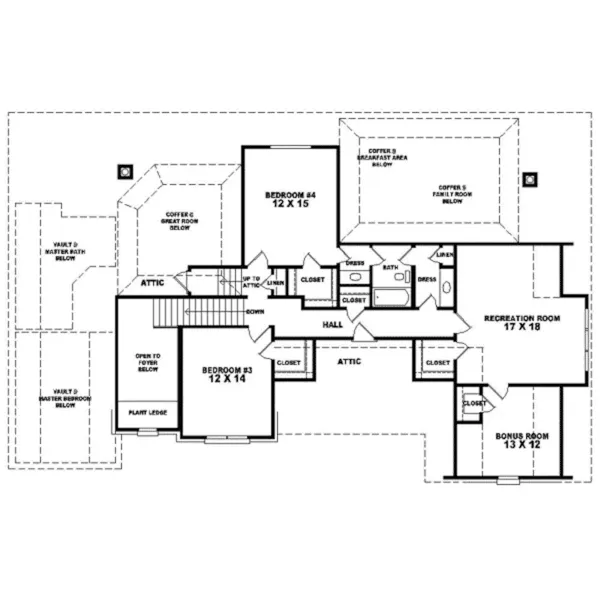 Country House Plan Second Floor - Glen Eagle Colonial Home 087D-0962 - Search House Plans and More