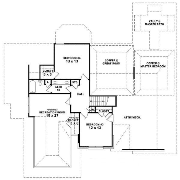 Traditional House Plan Second Floor - Gregorio Country French Home 087D-0964 - Search House Plans and More