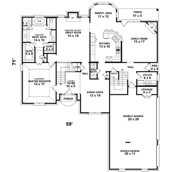 Luxury House Plan First Floor - Norchester Traditional Home 087D-0968 - Shop House Plans and More