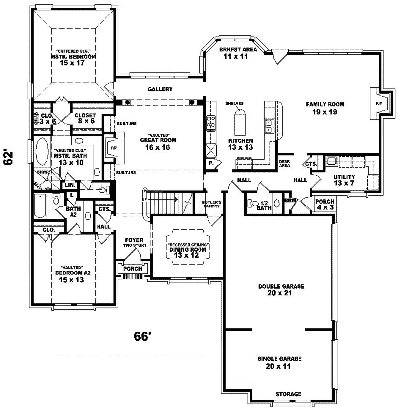 Traditional House Plan First Floor - Balsam Ridge Traditional Home 087D-0972 - Search House Plans and More