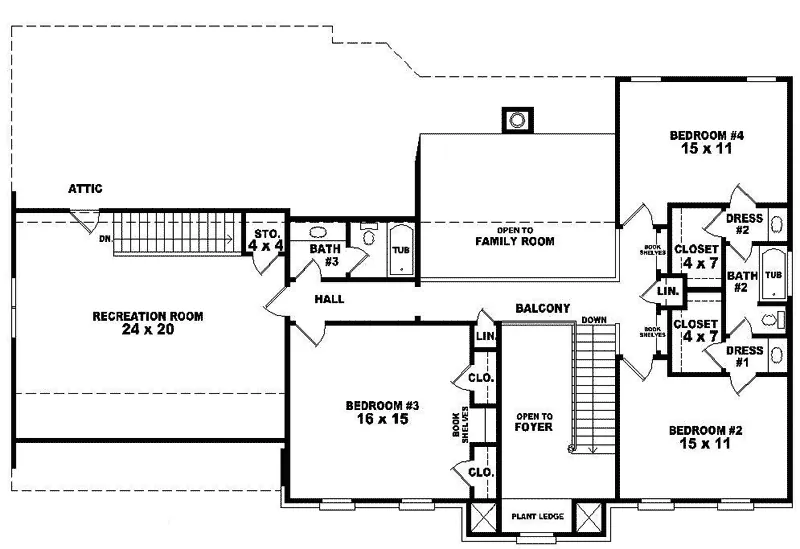 Country House Plan Second Floor - Scenic Lake Colonial Home 087D-0979 - Shop House Plans and More
