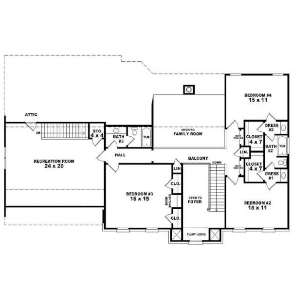 Traditional House Plan Second Floor - Scenic Lake Colonial Home 087D-0979 - Shop House Plans and More