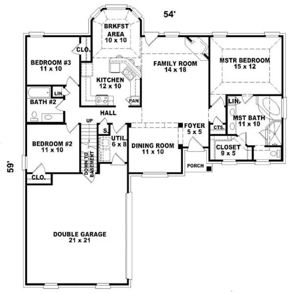 Neoclassical House Plan First Floor - Lands End Ranch Home 087D-0981 - Shop House Plans and More