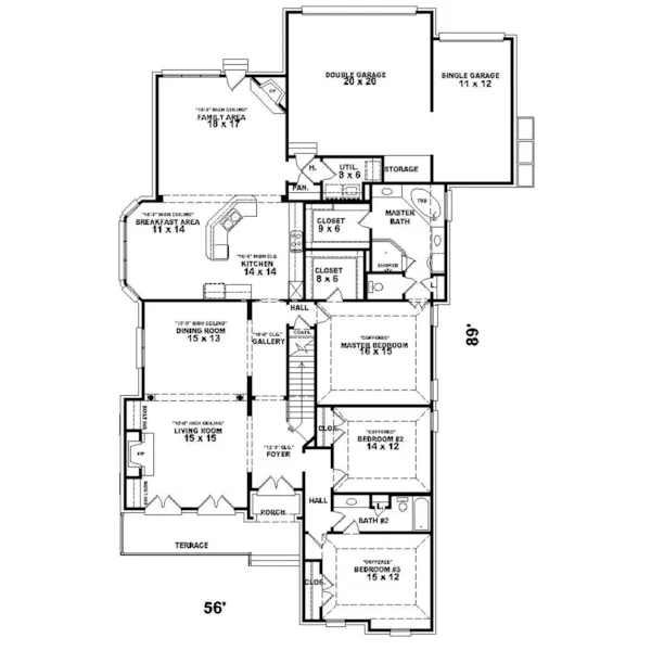 Traditional House Plan First Floor - Garvey Traditional Home 087D-0982 - Search House Plans and More