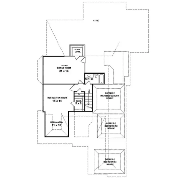 Traditional House Plan Second Floor - Garvey Traditional Home 087D-0982 - Search House Plans and More