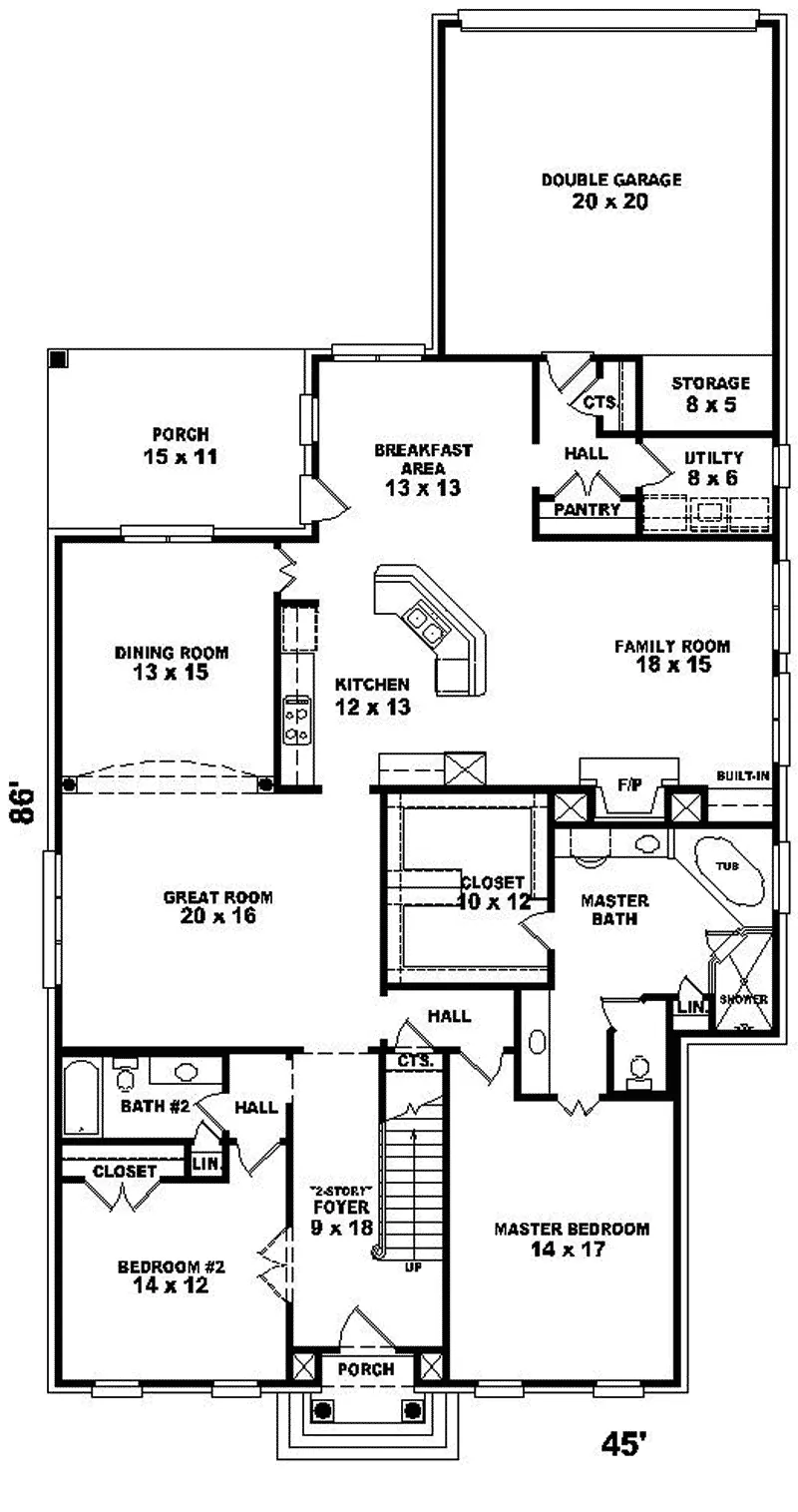 Georgian House Plan First Floor - Whittier Valley Colonial Home 087D-0985 - Shop House Plans and More