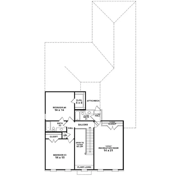 Southern House Plan Second Floor - Whittier Valley Colonial Home 087D-0985 - Shop House Plans and More