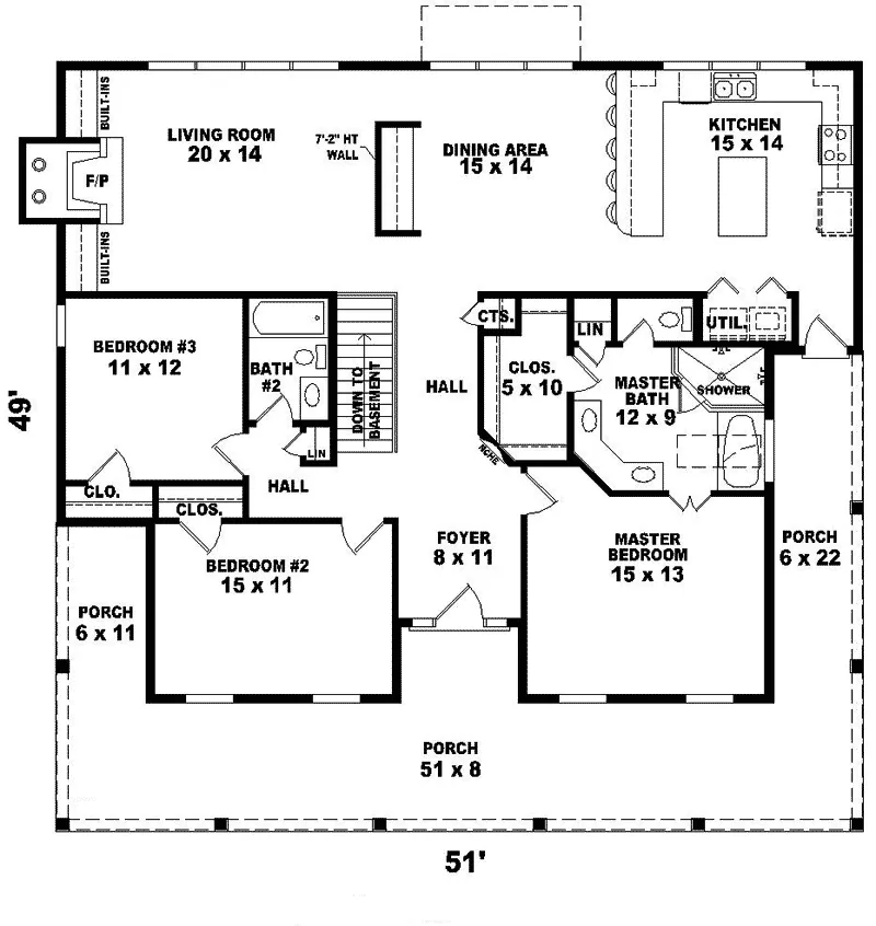 Southern Plantation House Plan First Floor - Jeremiah Acadian Home 087D-0989 - Search House Plans and More