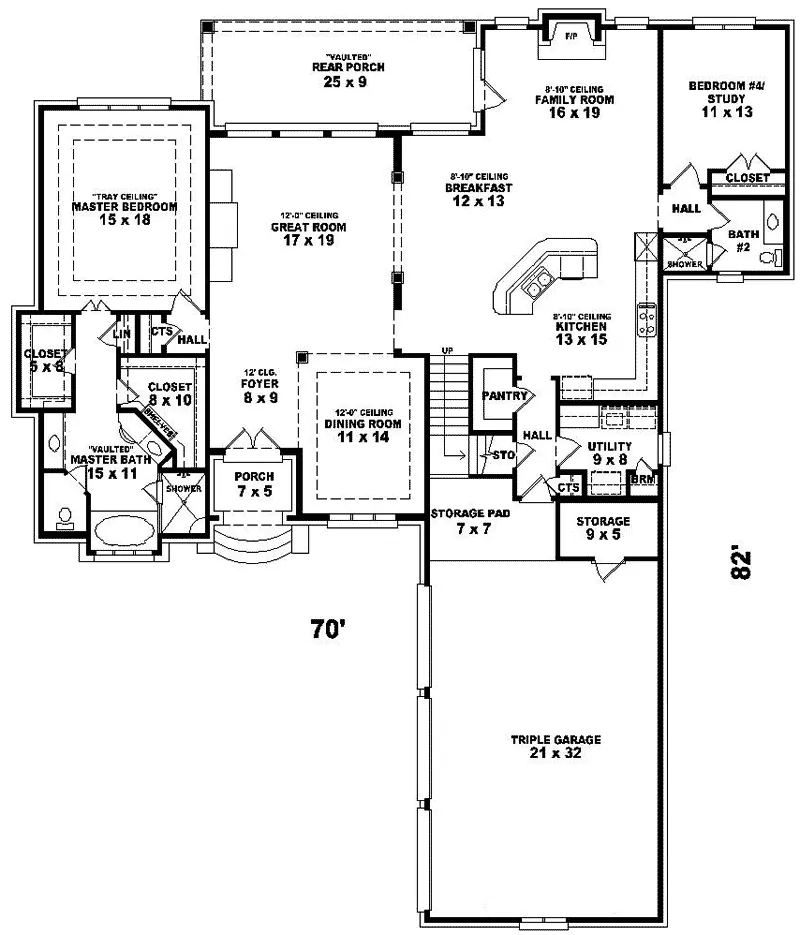 English Cottage House Plan First Floor - Delor Luxury European Home 087D-0995 - Search House Plans and More