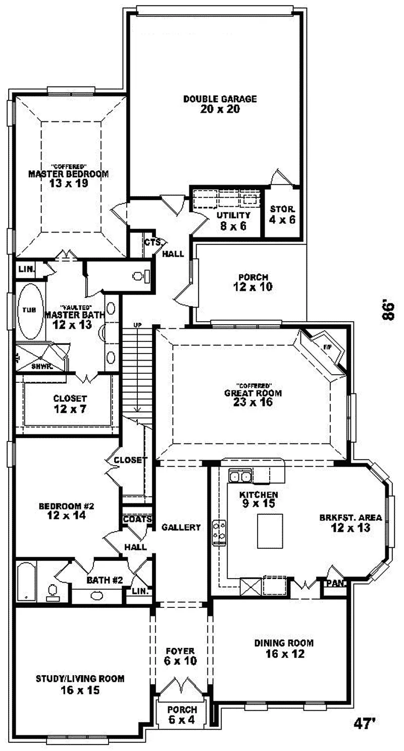 Craftsman House Plan First Floor - Idlewood European Home 087D-0999 - Search House Plans and More