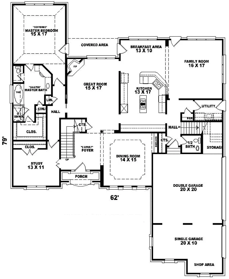 European House Plan First Floor - Robin Hill European Home 087D-1015 - Shop House Plans and More