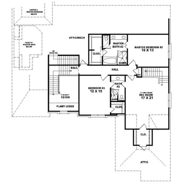 Southern House Plan Second Floor - Robin Hill European Home 087D-1015 - Shop House Plans and More