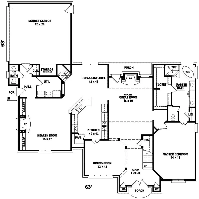 Traditional House Plan First Floor - Cookshire Traditional Home 087D-1017 - Search House Plans and More