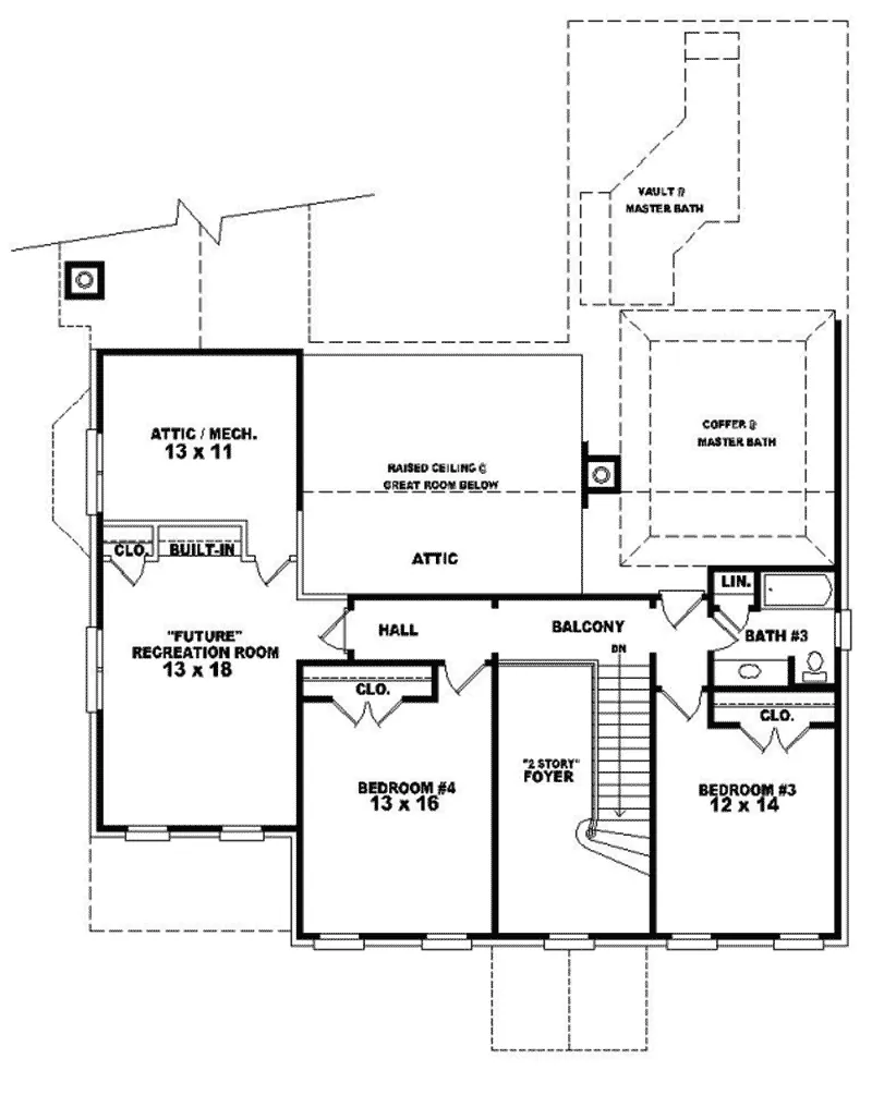 Country House Plan Second Floor - Horstmeier Colonial Home 087D-1020 - Search House Plans and More