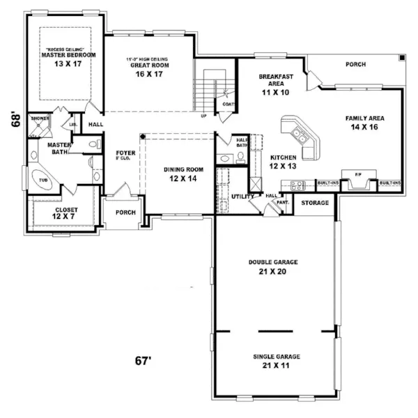 Southern House Plan First Floor - Schalamar Creek Traditional 087D-1022 - Shop House Plans and More