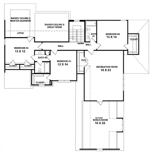 Southern House Plan Second Floor - Schalamar Creek Traditional 087D-1022 - Shop House Plans and More