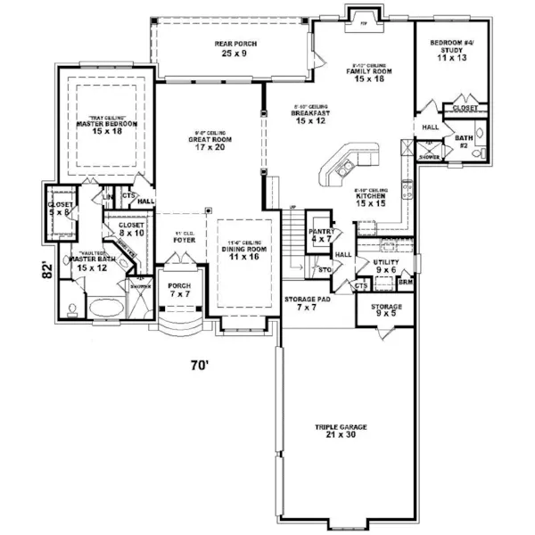 European House Plan First Floor - Bentley Manor French Home 087D-1027 - Search House Plans and More