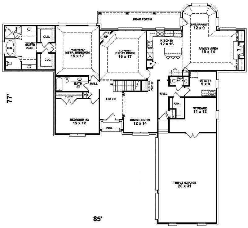 Traditional House Plan First Floor - Hudson Valley European Home 087D-1034 - Search House Plans and More