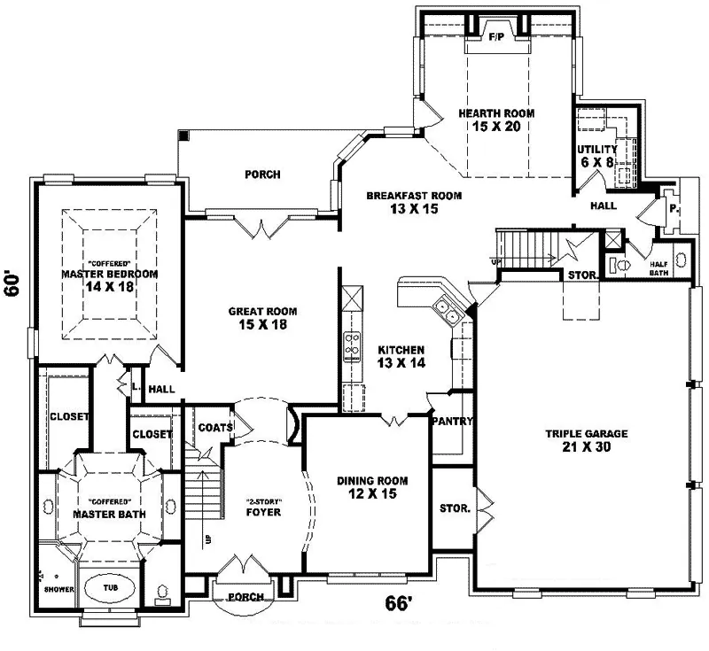 Country House Plan First Floor - Baywillow European Home 087D-1035 - Search House Plans and More