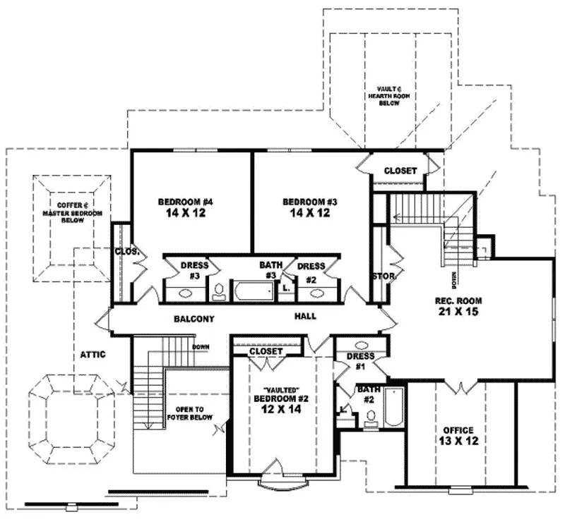 Traditional House Plan Second Floor - Baywillow European Home 087D-1035 - Search House Plans and More