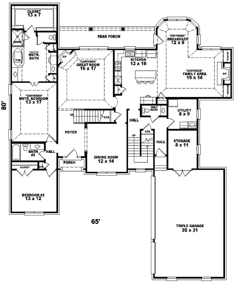 Country House Plan First Floor - Shadyoak Traditional Home 087D-1037 - Shop House Plans and More