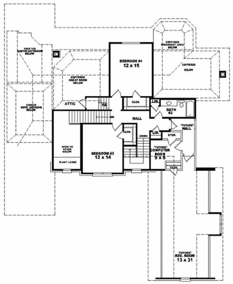 Country House Plan Second Floor - Shadyoak Traditional Home 087D-1037 - Shop House Plans and More