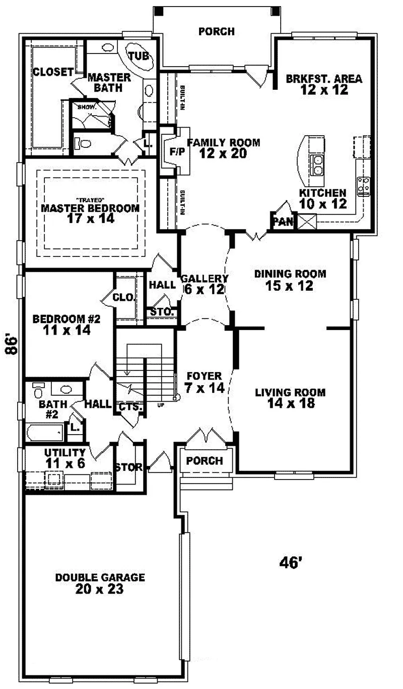 Southern House Plan First Floor - Montaldo European Home 087D-1038 - Shop House Plans and More