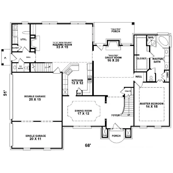 Colonial House Plan First Floor - Makinac Georgian Home 087D-1045 - Shop House Plans and More