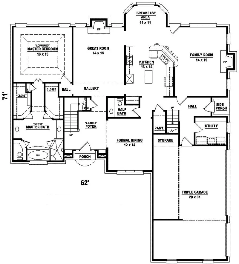 Colonial House Plan First Floor - Balmoal Traditional Home 087D-1057 - Search House Plans and More