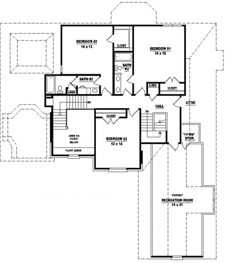 Colonial House Plan Second Floor - Balmoal Traditional Home 087D-1057 - Search House Plans and More