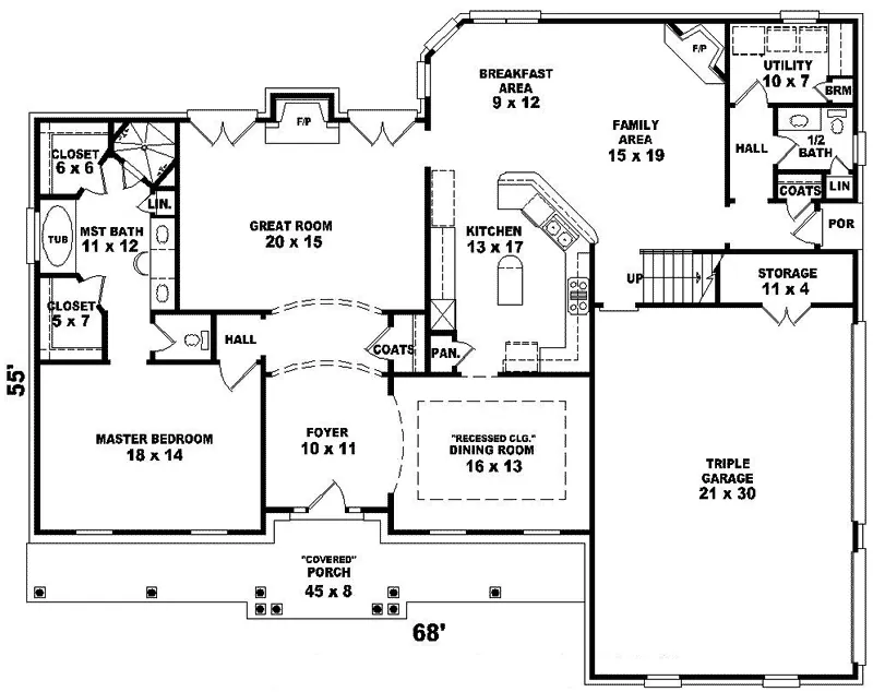 Southern House Plan First Floor - Silas Creek Southern Home 087D-1059 - Shop House Plans and More
