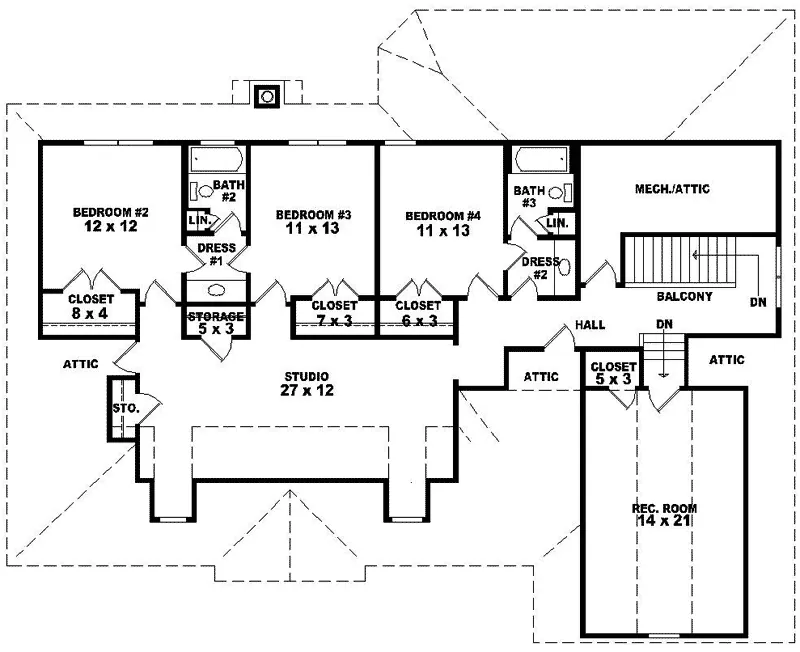 Country House Plan Second Floor - Silas Creek Southern Home 087D-1059 - Shop House Plans and More