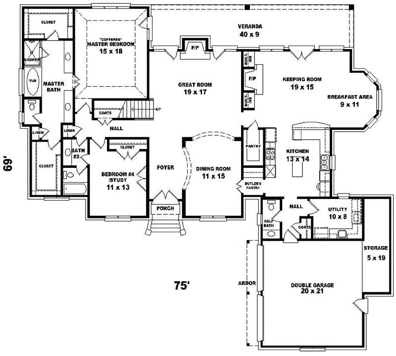 European House Plan First Floor - Nexsen European Home 087D-1060 - Shop House Plans and More