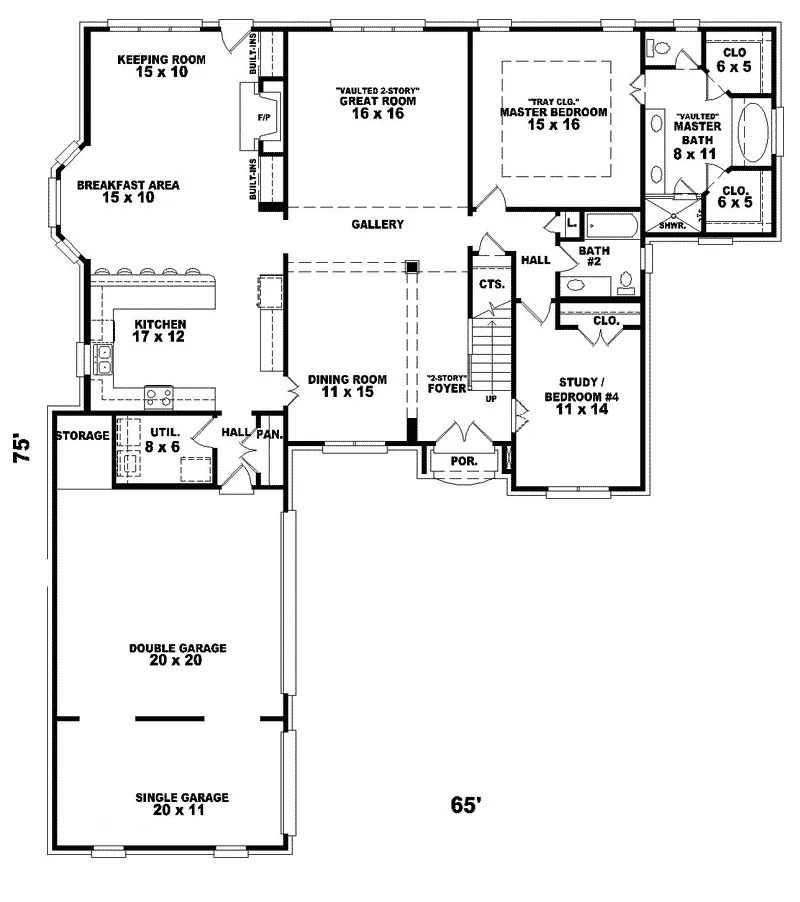 Traditional House Plan First Floor - Hollyridge Traditional Home 087D-1061 - Search House Plans and More