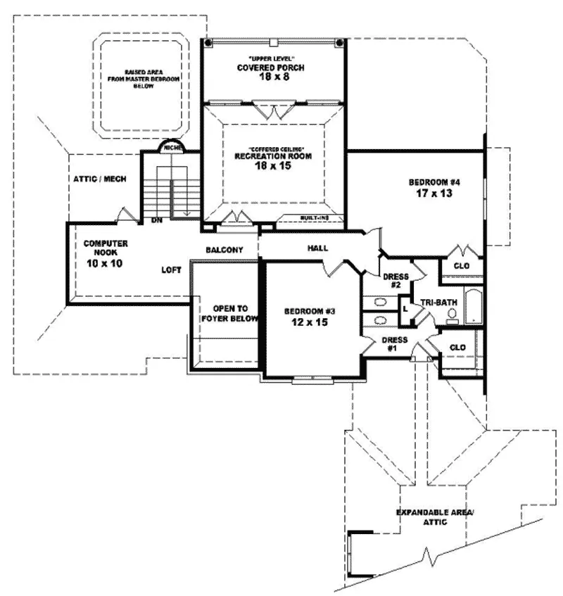 Southern House Plan Second Floor - Goldenrod European Home 087D-1066 - Search House Plans and More