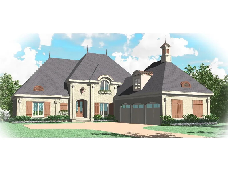 Southern House Plan Front of Home - Goldenrod European Home 087D-1066 - Search House Plans and More