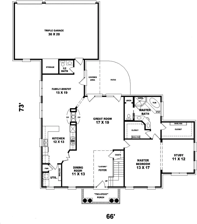 Country House Plan First Floor - Glencroft Colonial Home 087D-1069 - Search House Plans and More