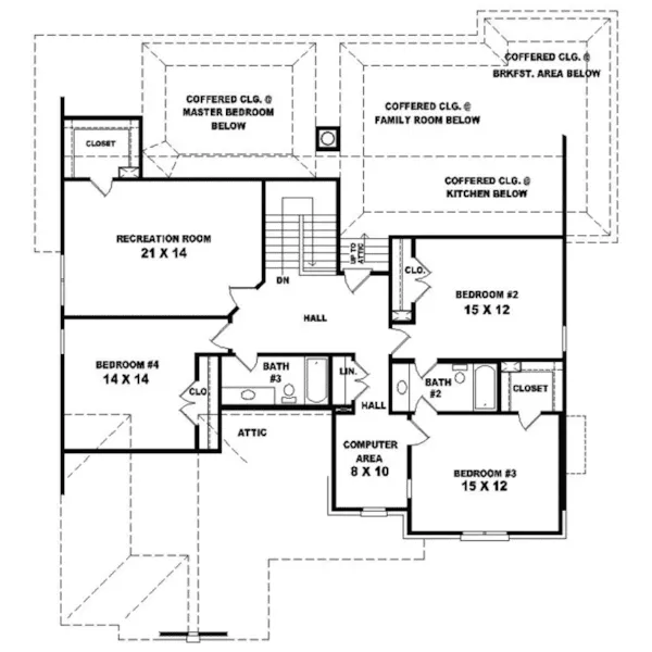 Southern House Plan Second Floor - Fellows Traditional Home 087D-1071 - Search House Plans and More