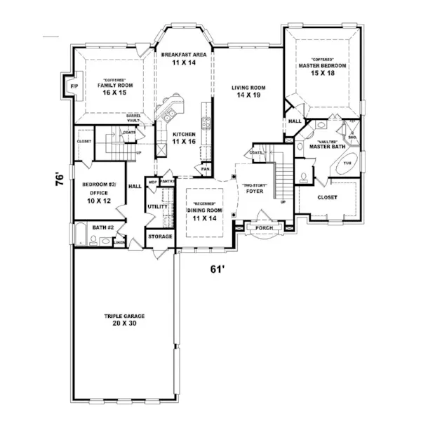 Traditional House Plan First Floor - Caulks Creek Luxury Home 087D-1074 - Search House Plans and More