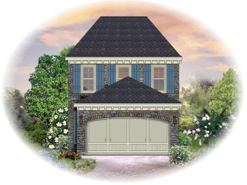 Colonial House Plan Front of Home - Faredale Narrow Lot Home 087D-1201 - Search House Plans and More