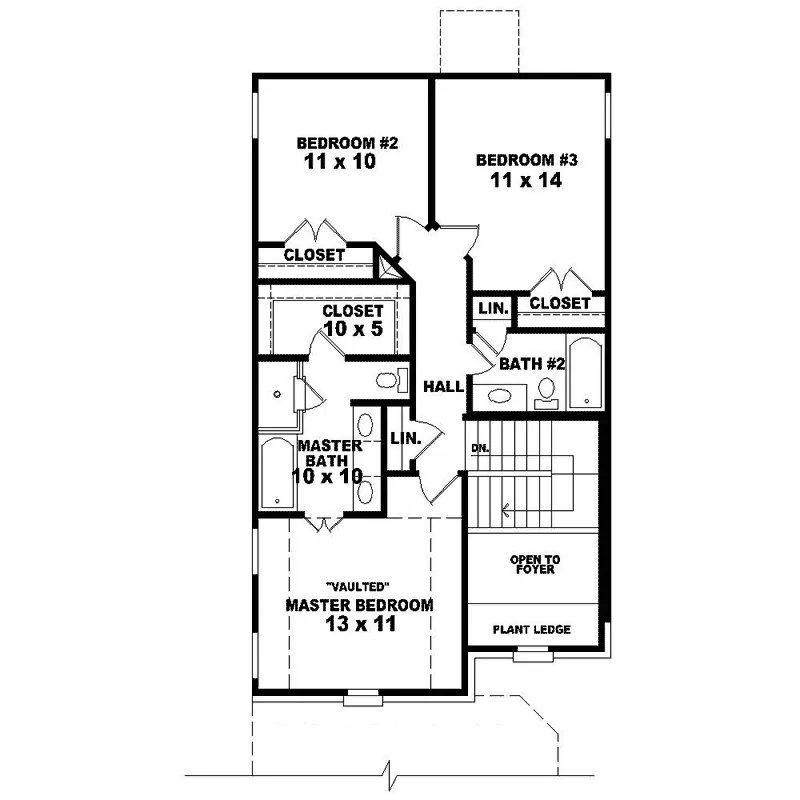 Southern House Plan Second Floor - Virgil Narrow Lot Home 087D-1205 - Shop House Plans and More