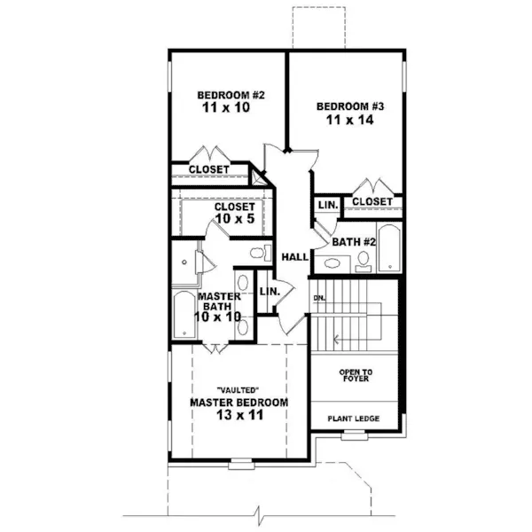 Country House Plan Second Floor - Virgil Narrow Lot Home 087D-1205 - Shop House Plans and More