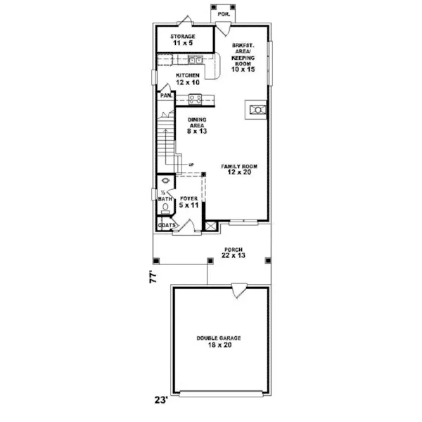 Traditional House Plan First Floor - Monfort Park Narrow Lot Home 087D-1206 - Shop House Plans and More